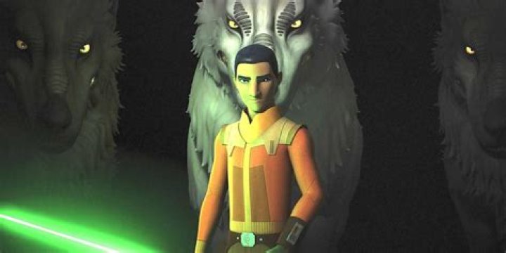 Ezra Bridger stands in front of a Loth Wolf