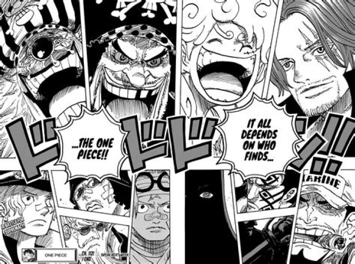 One Piece panel from Chapter 1097, where all the Rocks Pirates attack God Valley